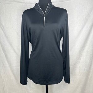 Emerald 18 Womens Large Pullover Long Sleeve Activewear Top Black